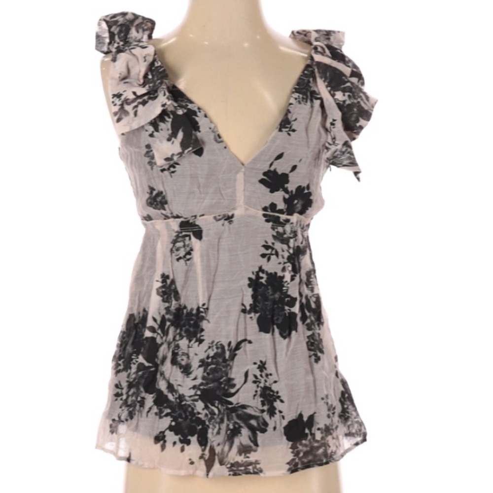 Anthropologie Weston Wear Gray‎ Floral Blouse XS